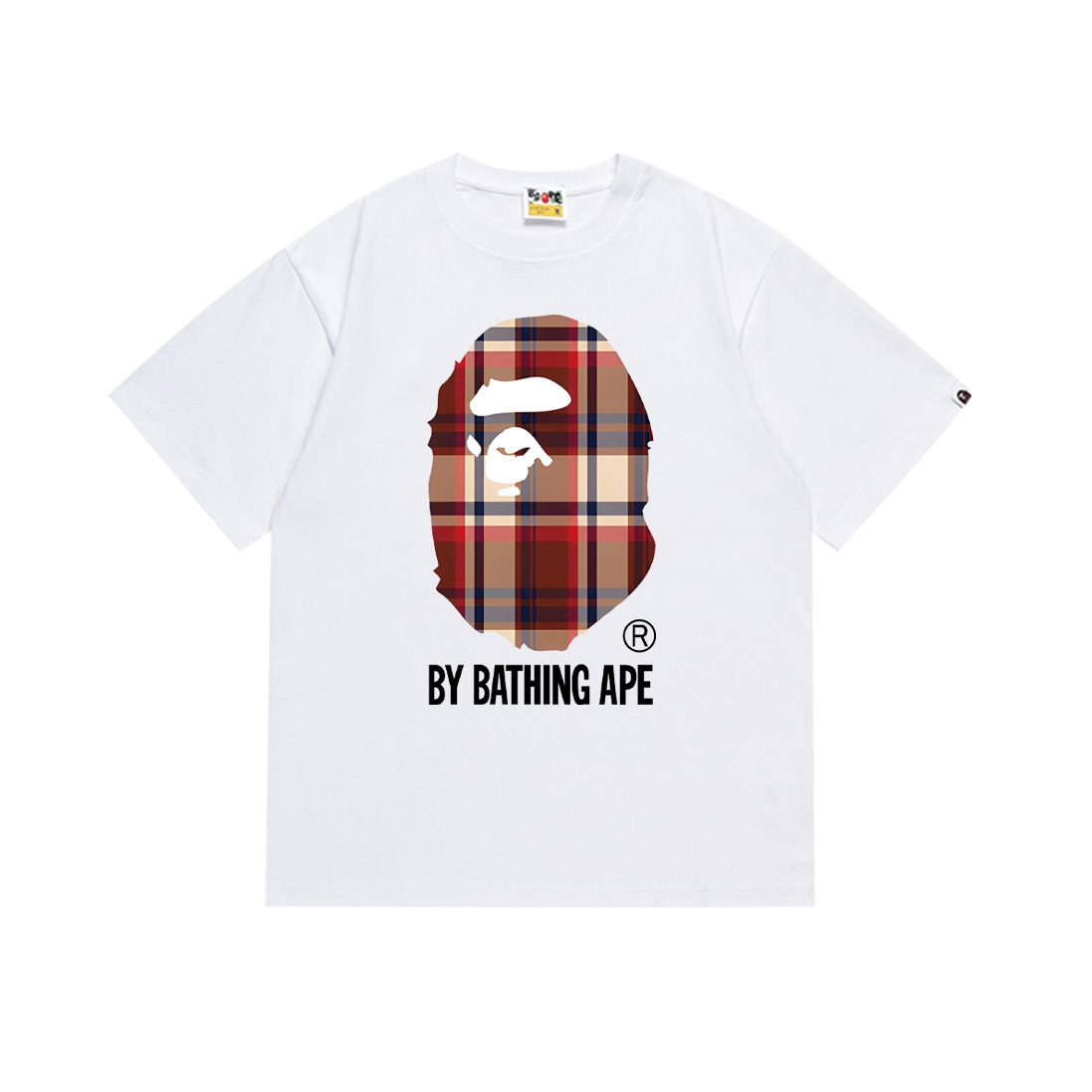 BAPE Red Plaid Ape Head Graphic T-Shirt ¡ª front