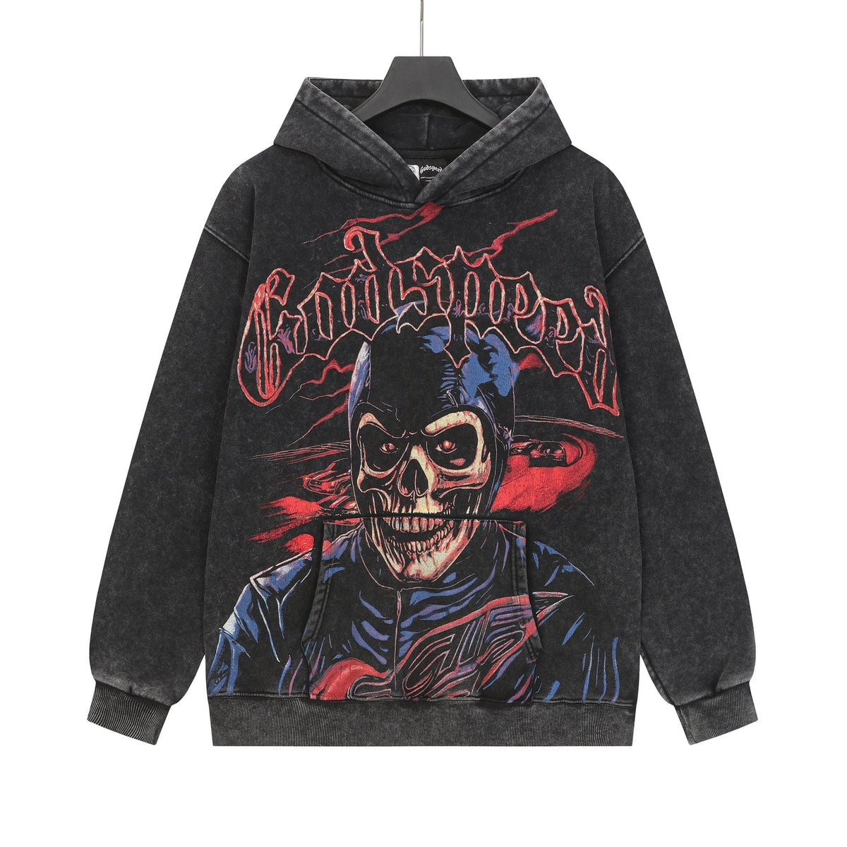 Godspeed Washed Skull Graphic Hoodie ¡ª front