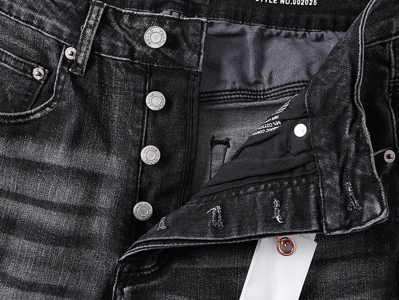 Purple Brand Washed Black Embroidered Jeans ¡ª detail