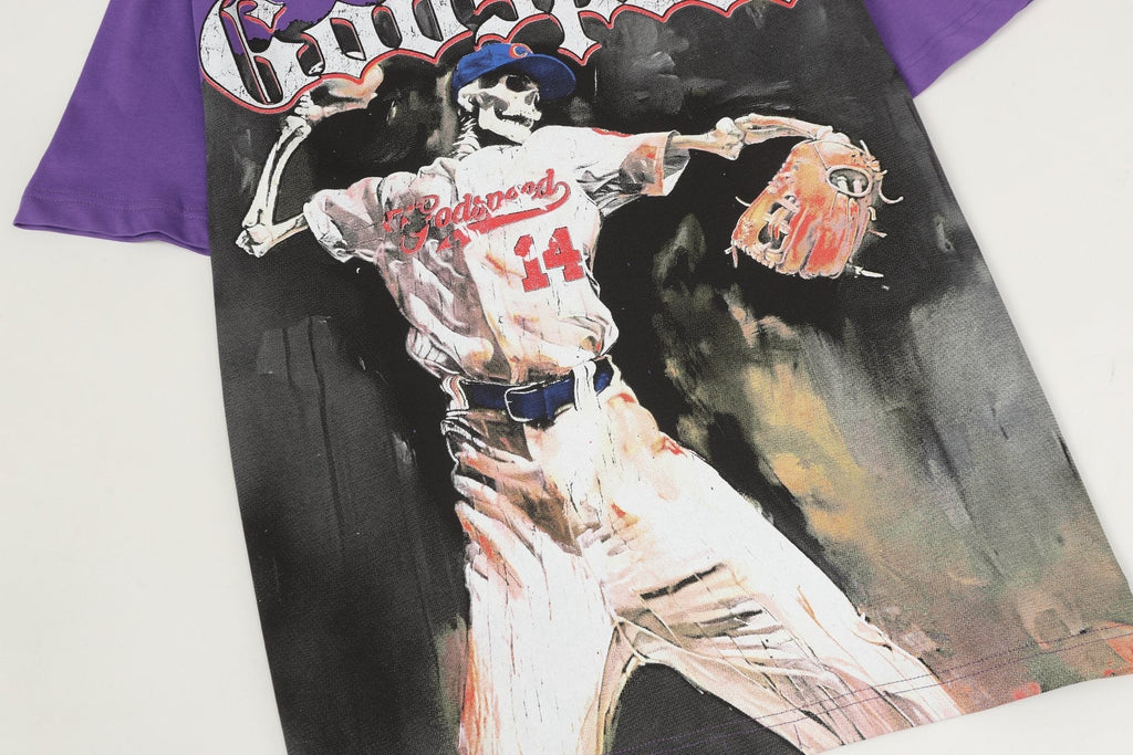 Godspeed Purple Baseball Graphic T-Shirt ¡ª detail