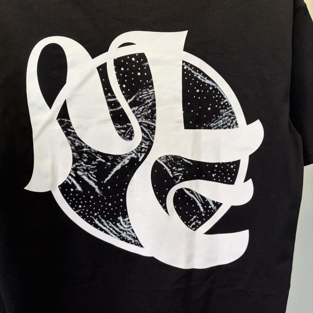 Black Abstract White Wordmark Graphic T-Shirt ¡ª detail